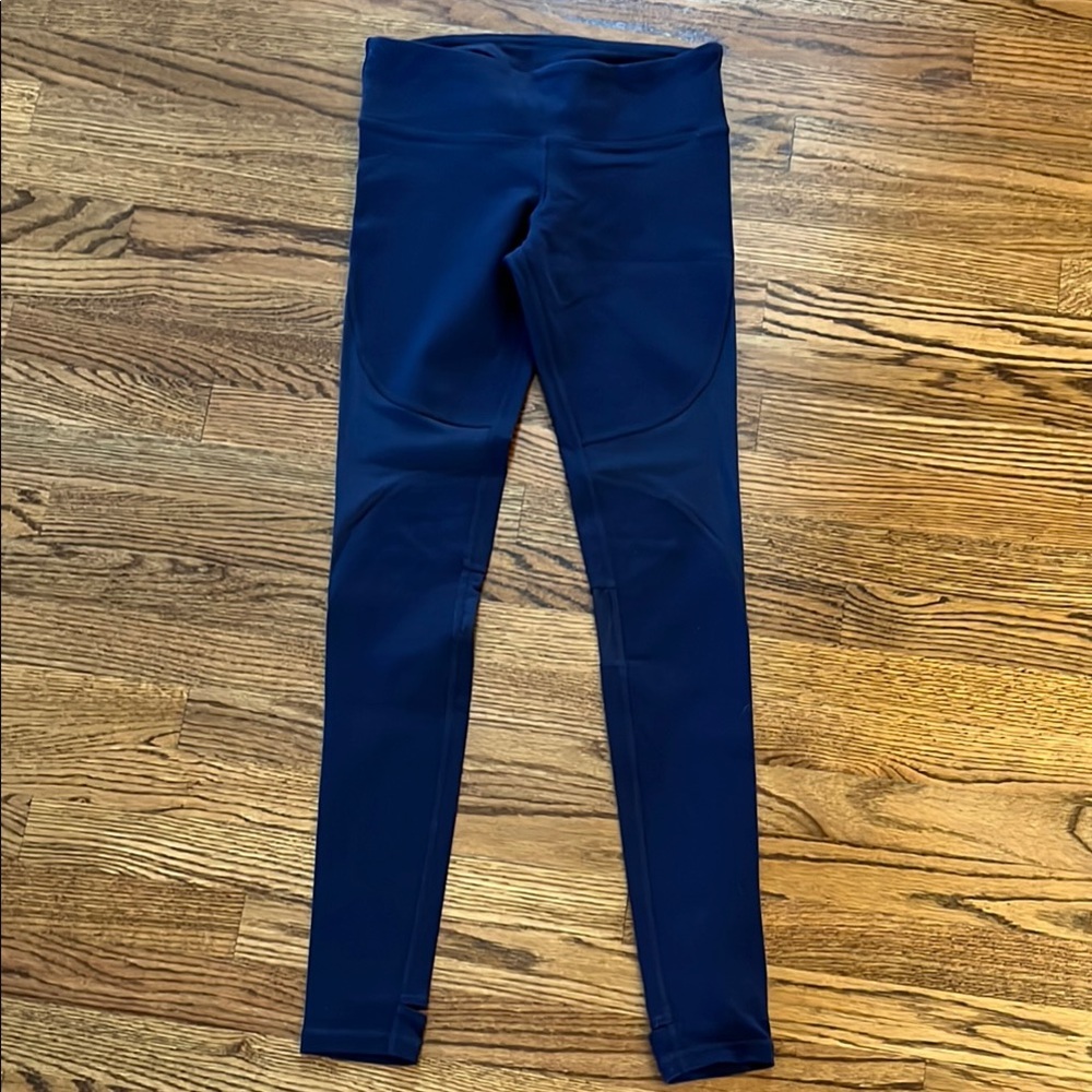 Alo Navy Blue Leggings with See-Through Design